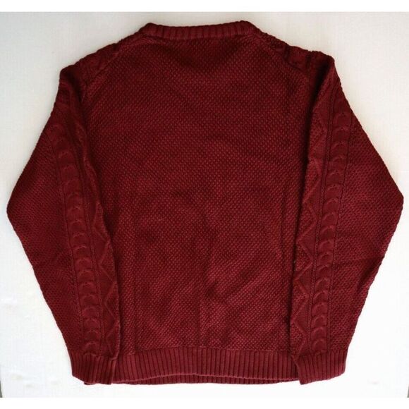 Old Navy 474410-01 Men's Sz L Wine Country/Maroon Cozy Cable-Knit Cotton Sweater - Picture 2 of 6